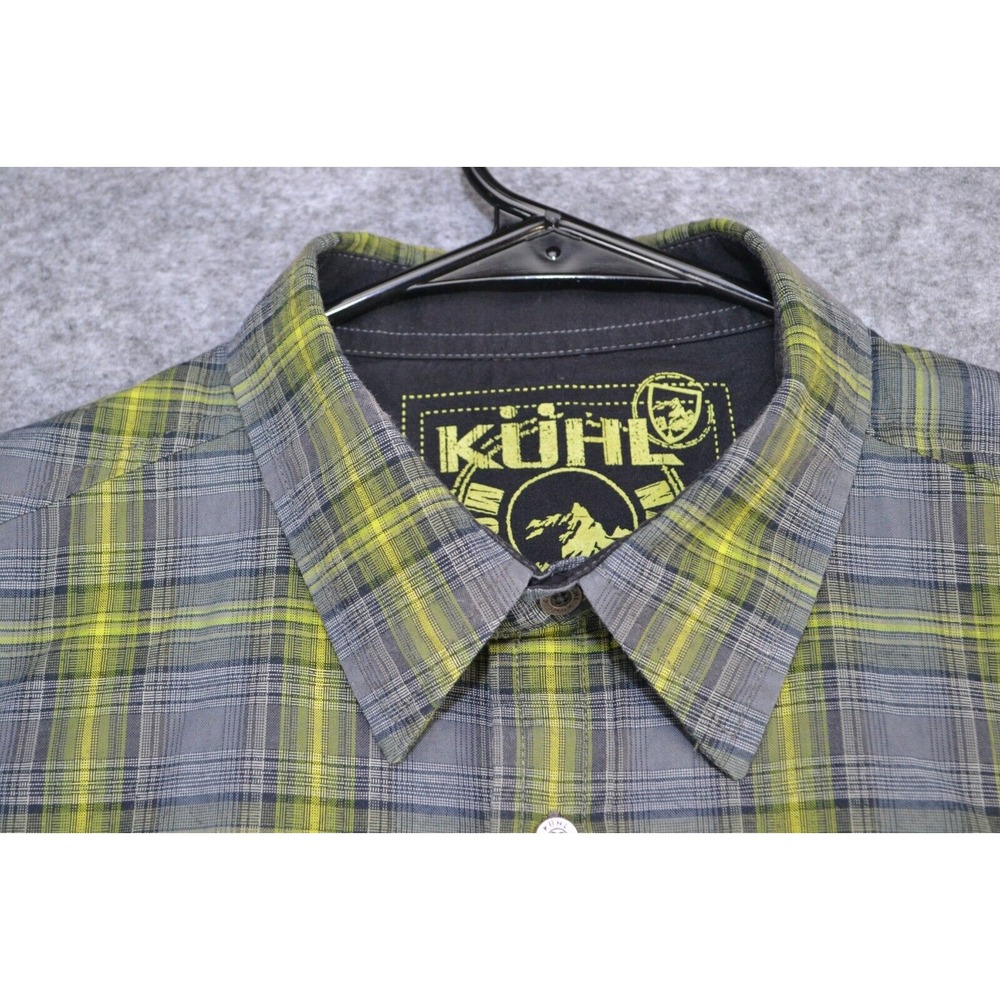 Kuhl Mountain Crown Shirt Mens L Lime Gray Plaid Long Sleeve Classic Button-Up - Picture 9 of 16